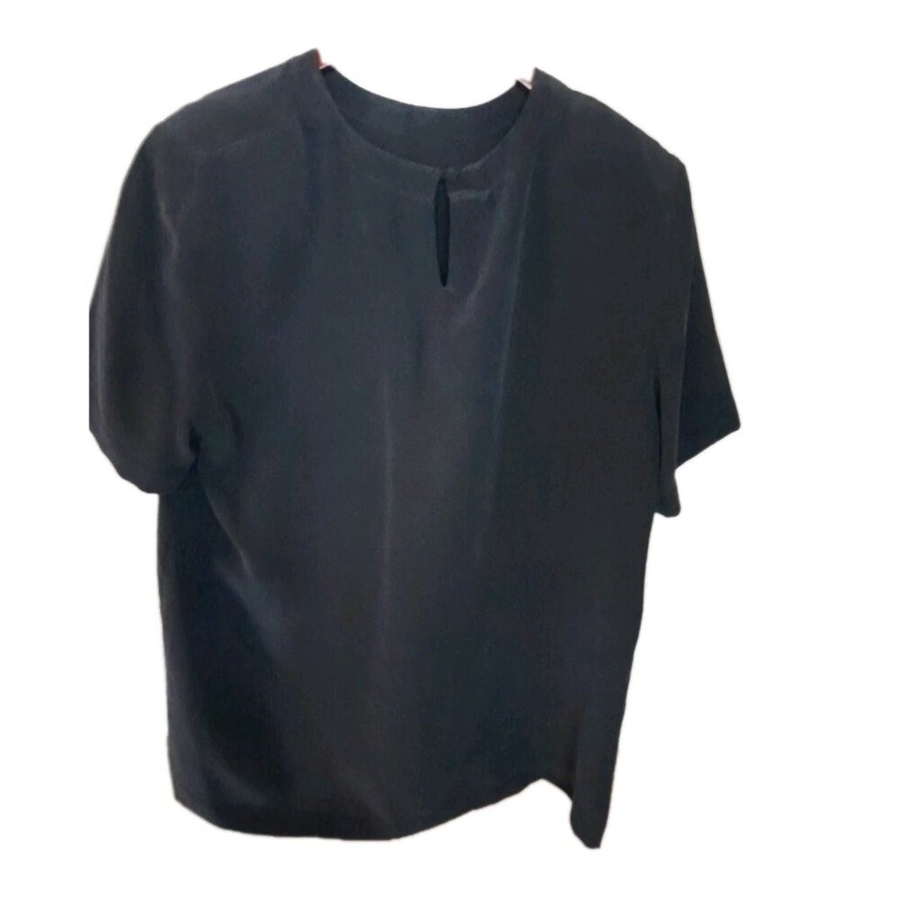 Westbound Black Short Sleeve Satin Blouse - Picture 3 of 10